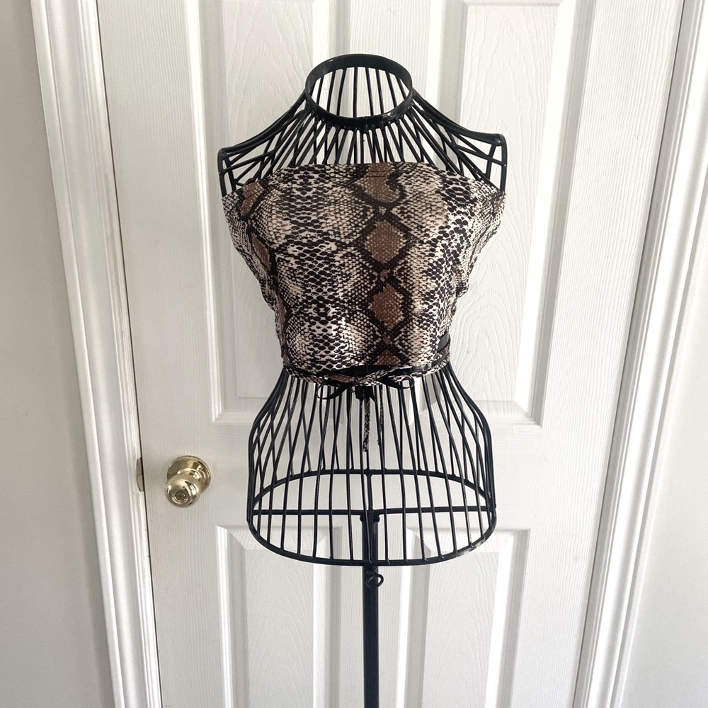 SHEIN | Snake Print Strapless Crop Top